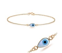 Rose Gold Plated Evil Eye Silver Bracelet BRS-203-RO-GP